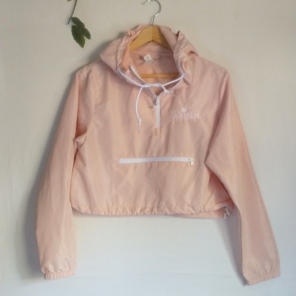 Independent Trading Company Pink XSMALL Crop Hoodie Windbreaker - Picture 2 of 5